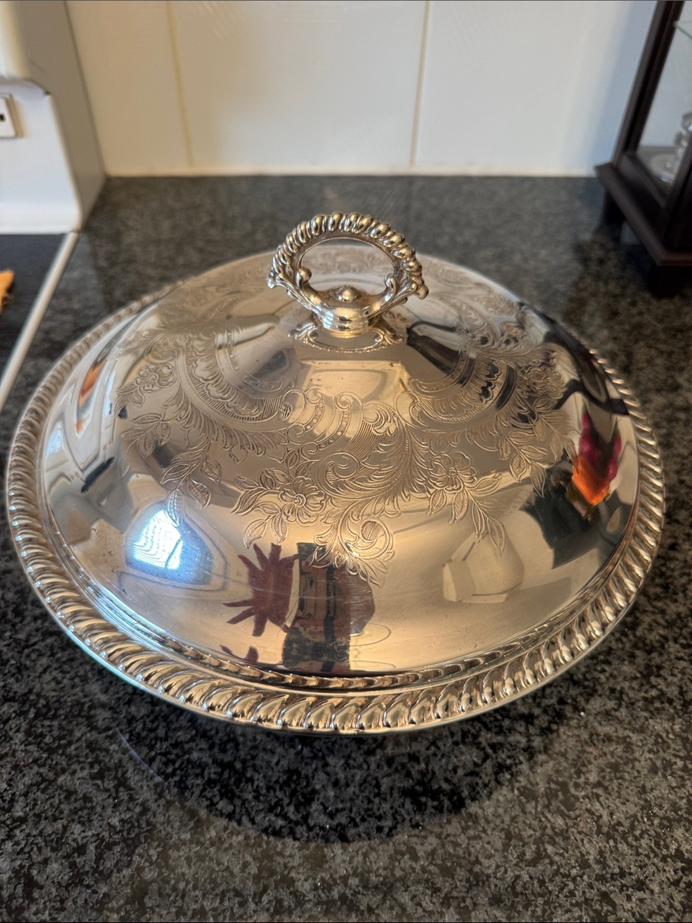 Silver-Tone Decorative Covered Serving Dish